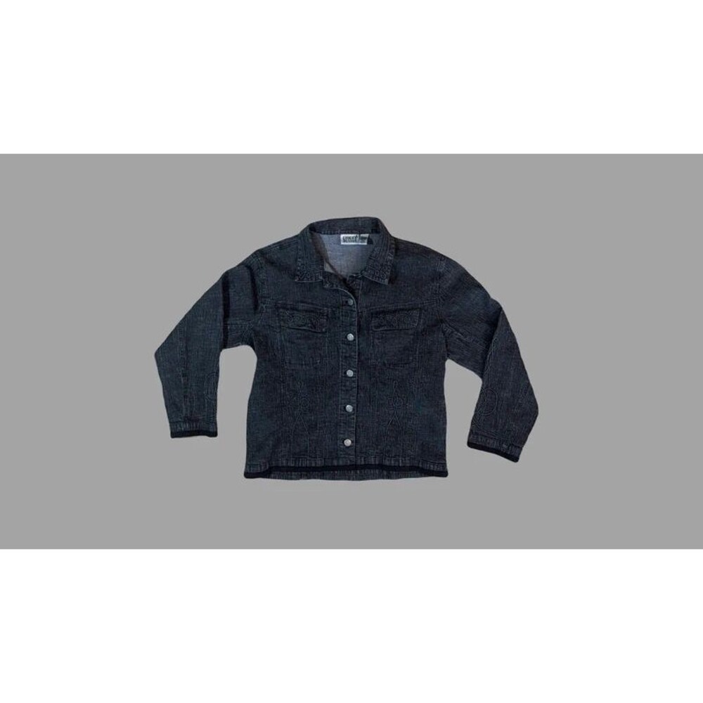 Chico's Design Vintage Embellished Black Denim Jacket